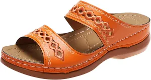Eduavar Womens Sandals Dressy, Women Sandals Comfortable Peep Toe Sandals Slip On Wedge Platform Sandals Shoes