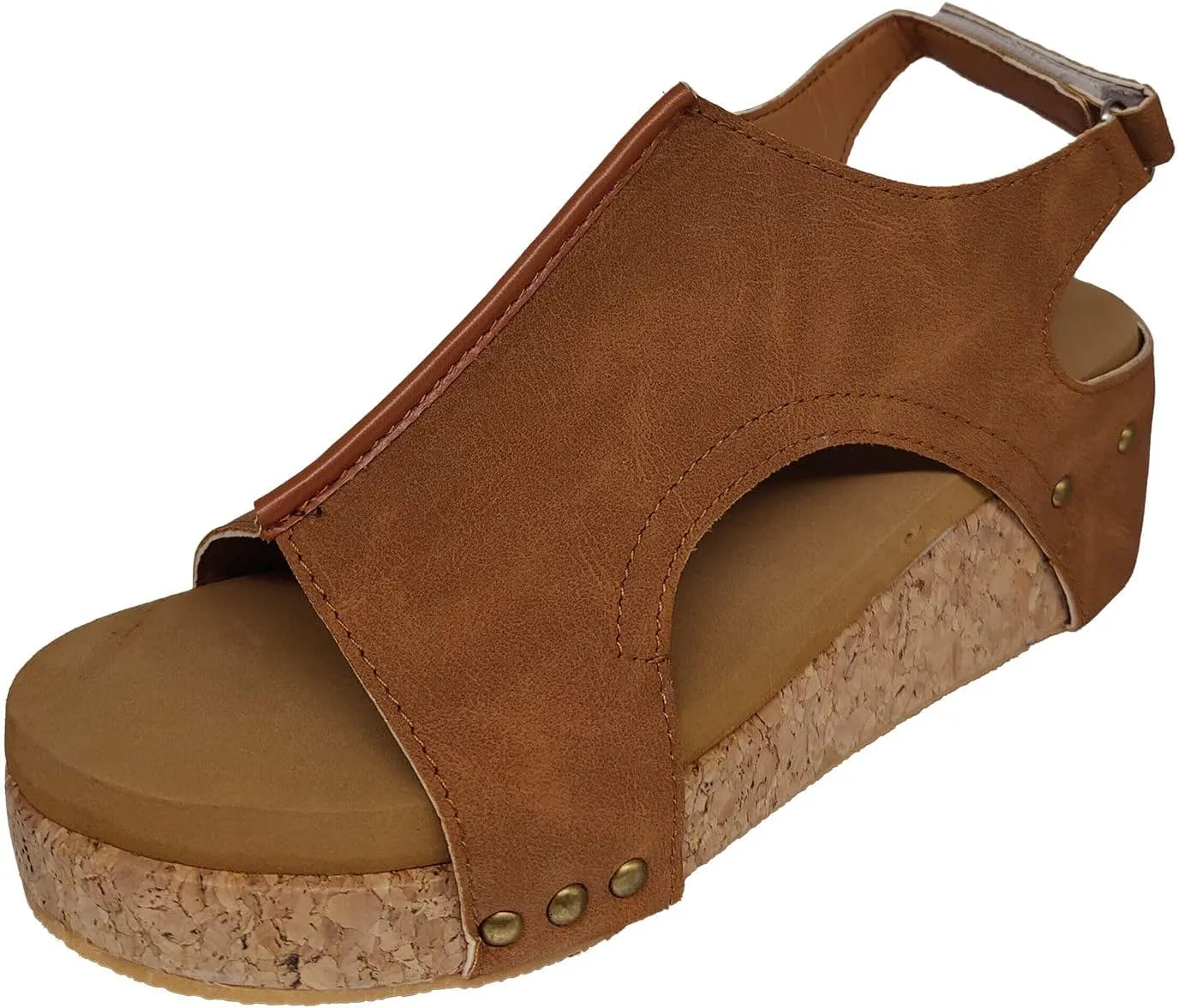 Eduavar Womens Sandals Dressy, Women Sandals Comfortable Peep Toe Sandals Slip On Wedge Platform Sandals Shoes