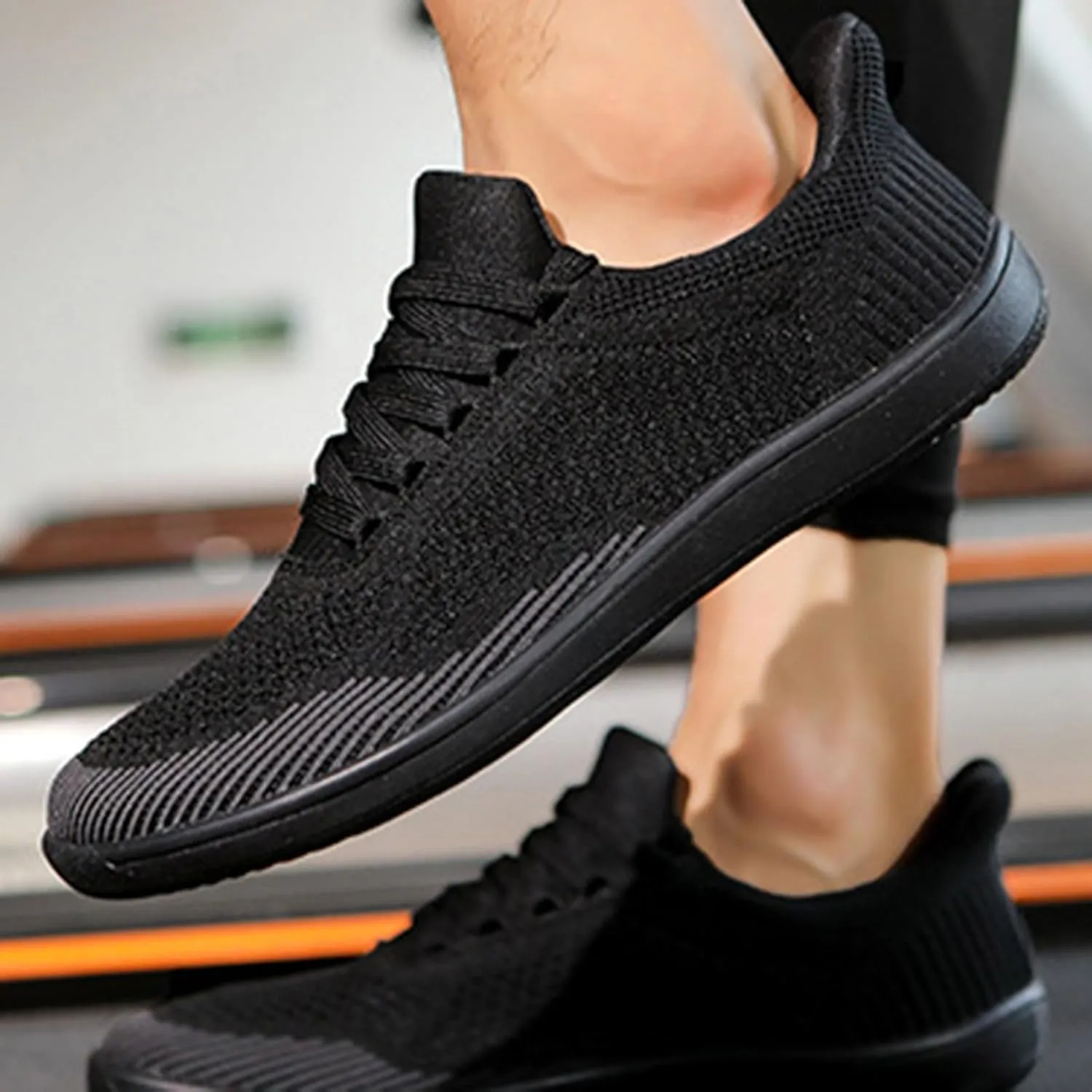 Fashion Sneakers for Men Lace-up Mesh Flat Bottom Soft Walking Running Shoes Comfortable Tennis Shoes Non Slip Casual Daily Wear Mens Sneakers