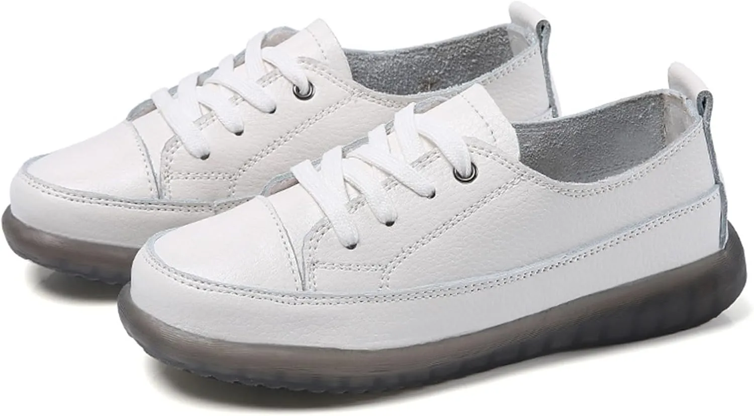 Fashion Sneakers for Women Lace-up PU Flat Bottom Soft Walking Running Shoes Comfortable Tennis Shoes Non Slip Casual Cute Womens Sneakers