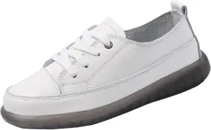 Fashion Sneakers for Women Lace-up PU Flat Bottom Soft Walking Running Shoes Comfortable Tennis Shoes Non Slip Casual Cute Womens Sneakers