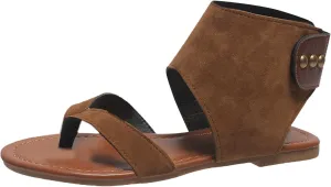 Flat Sandals for Women Vintage Anti-Slip Low-Heel Flat Comfortable Pluse Size Casual Outdoor Shoes