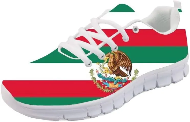 Forchrinse Mexico Flag Sneakers for Men Women Patriotic Running Walking Shoes Anti Skid Cinco De Mayo Shoes Lightweight