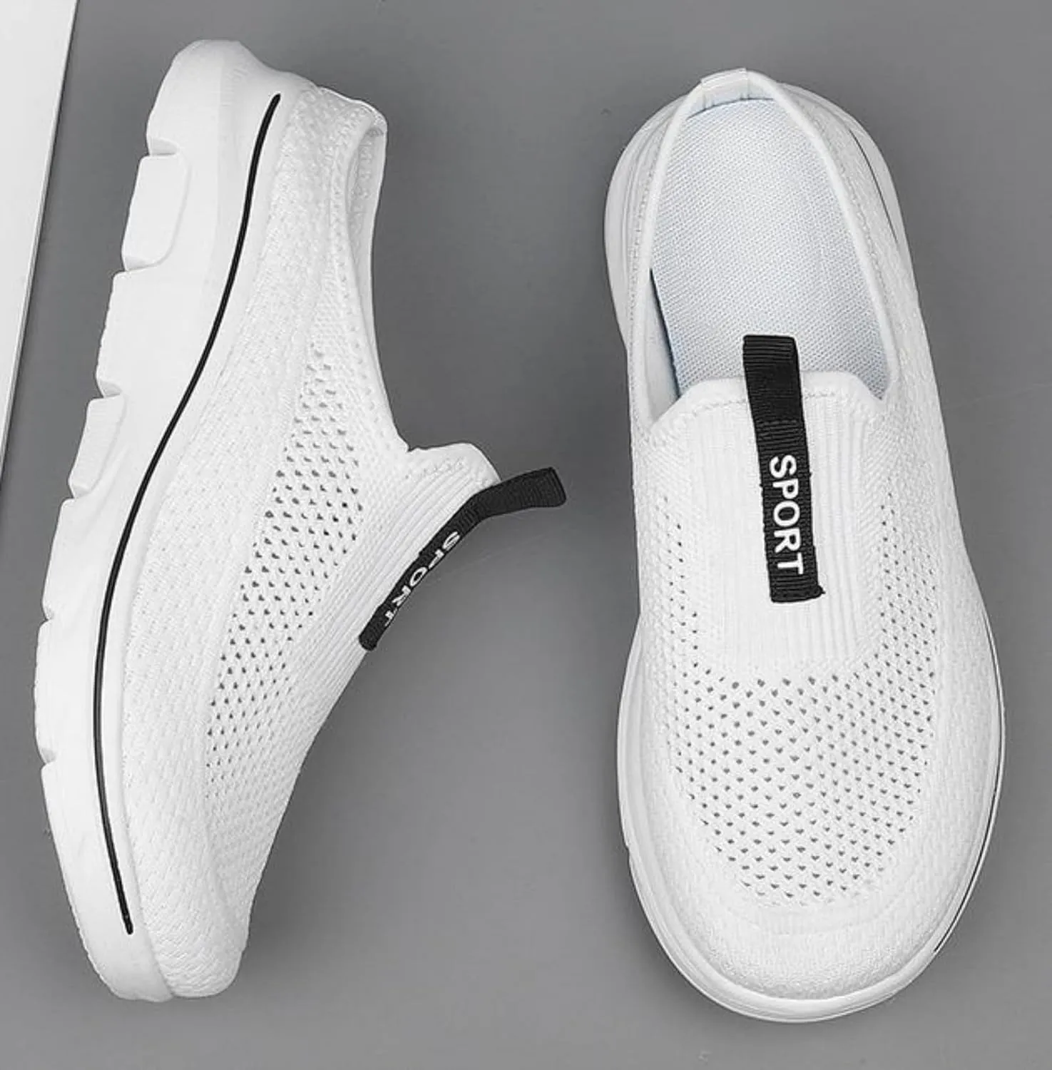 FUNCOS Women's Slip-On Mules Breathable Mesh Walking Slippers Open Back Summer Comfort