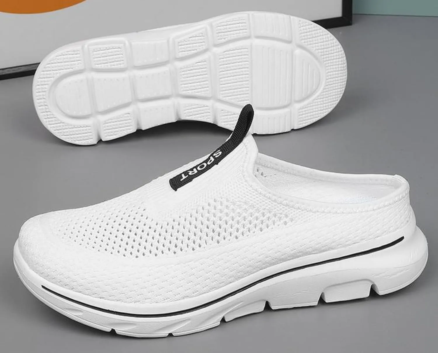 FUNCOS Women's Slip-On Mules Breathable Mesh Walking Slippers Open Back Summer Comfort