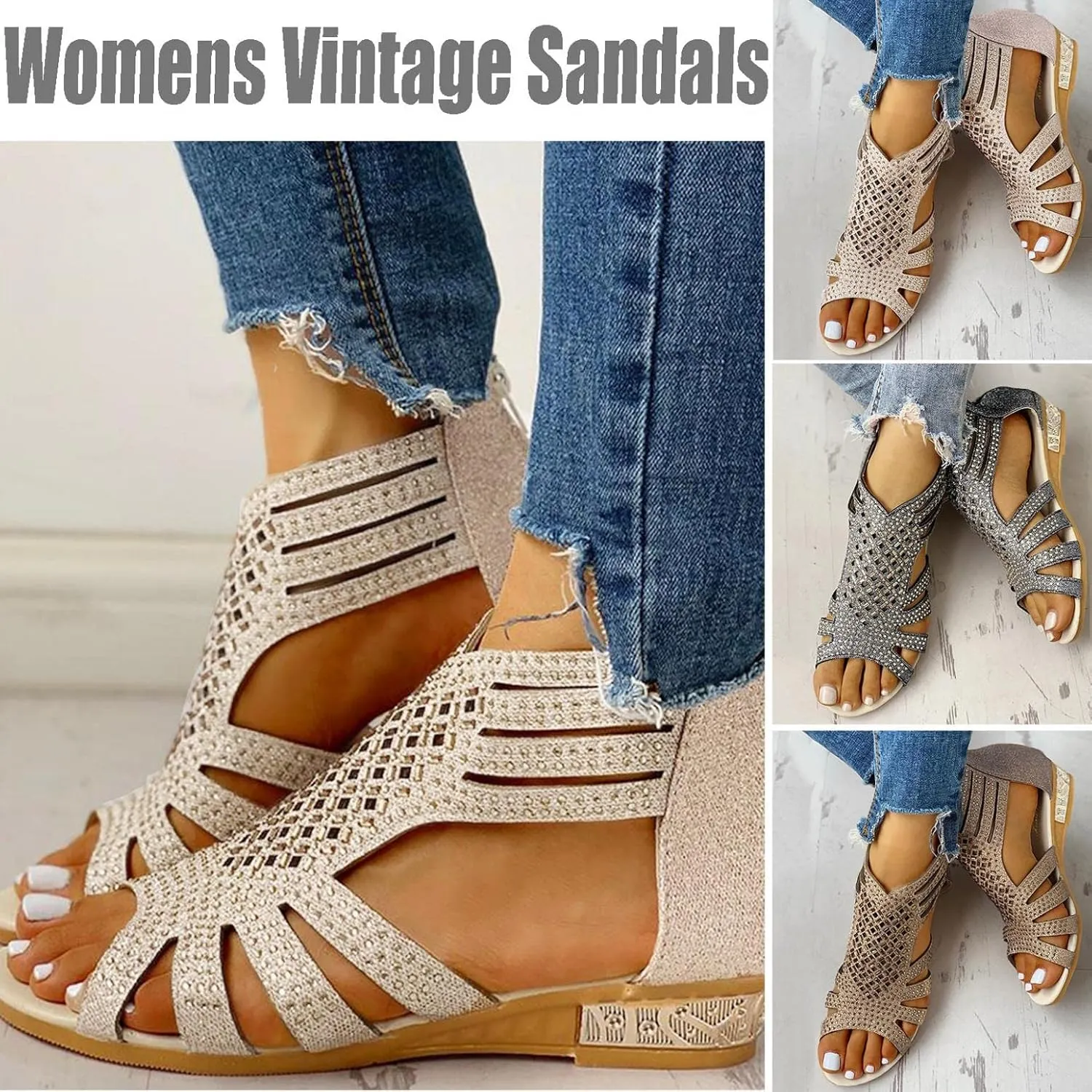 Gibobby Sandals for Women Summer Flat Sandals Buckle Ankle Strap Platform Sandals T Strap Beach Sandals