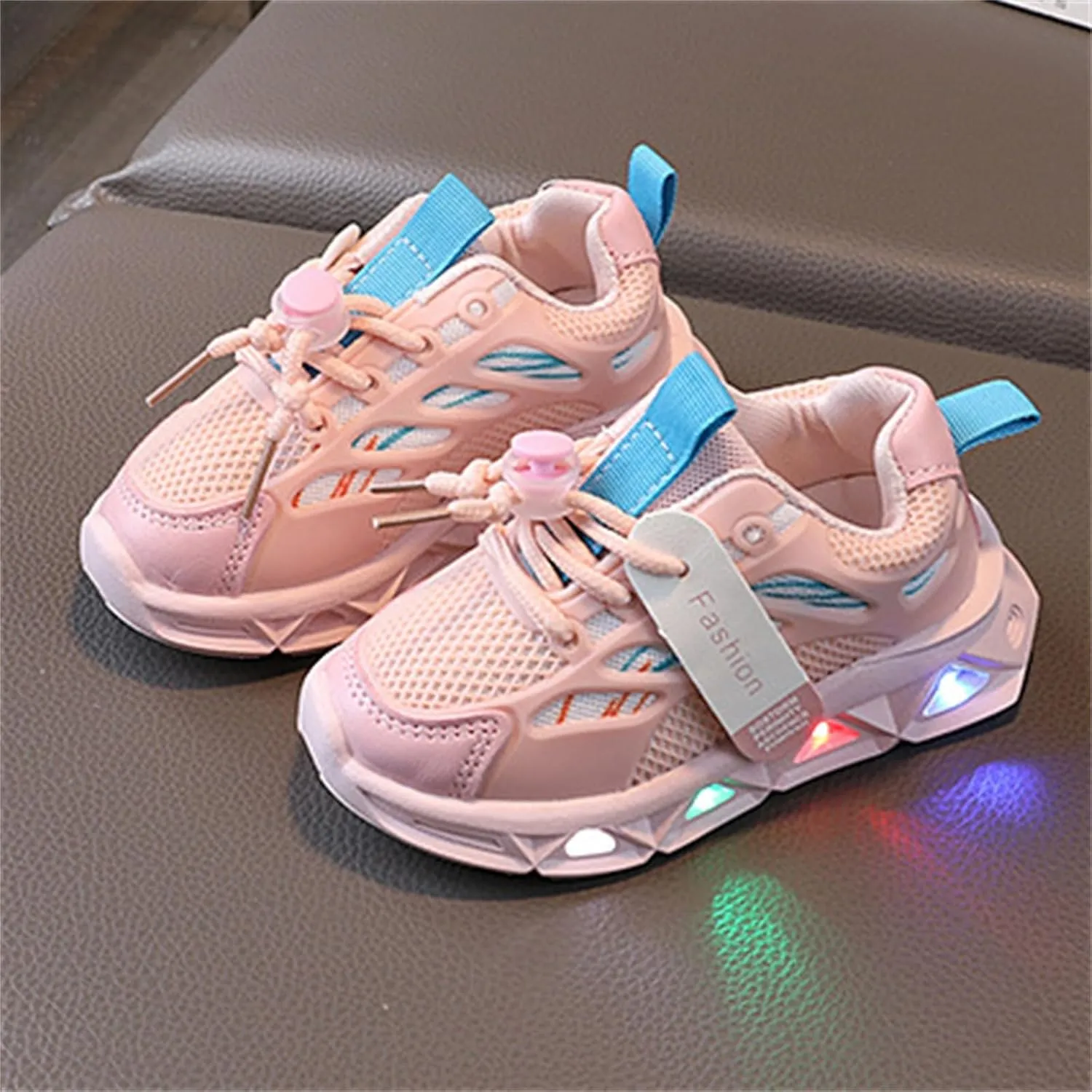 Glitter Sneaker for Toddler Baby Infant Mesh Breathable Lace-Up Light Up Fashion Sport Shoes Non Slip Comfy Flat