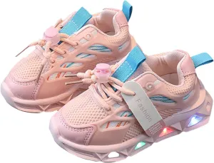 Glitter Sneaker for Toddler Baby Infant Mesh Breathable Lace-Up Light Up Fashion Sport Shoes Non Slip Comfy Flat