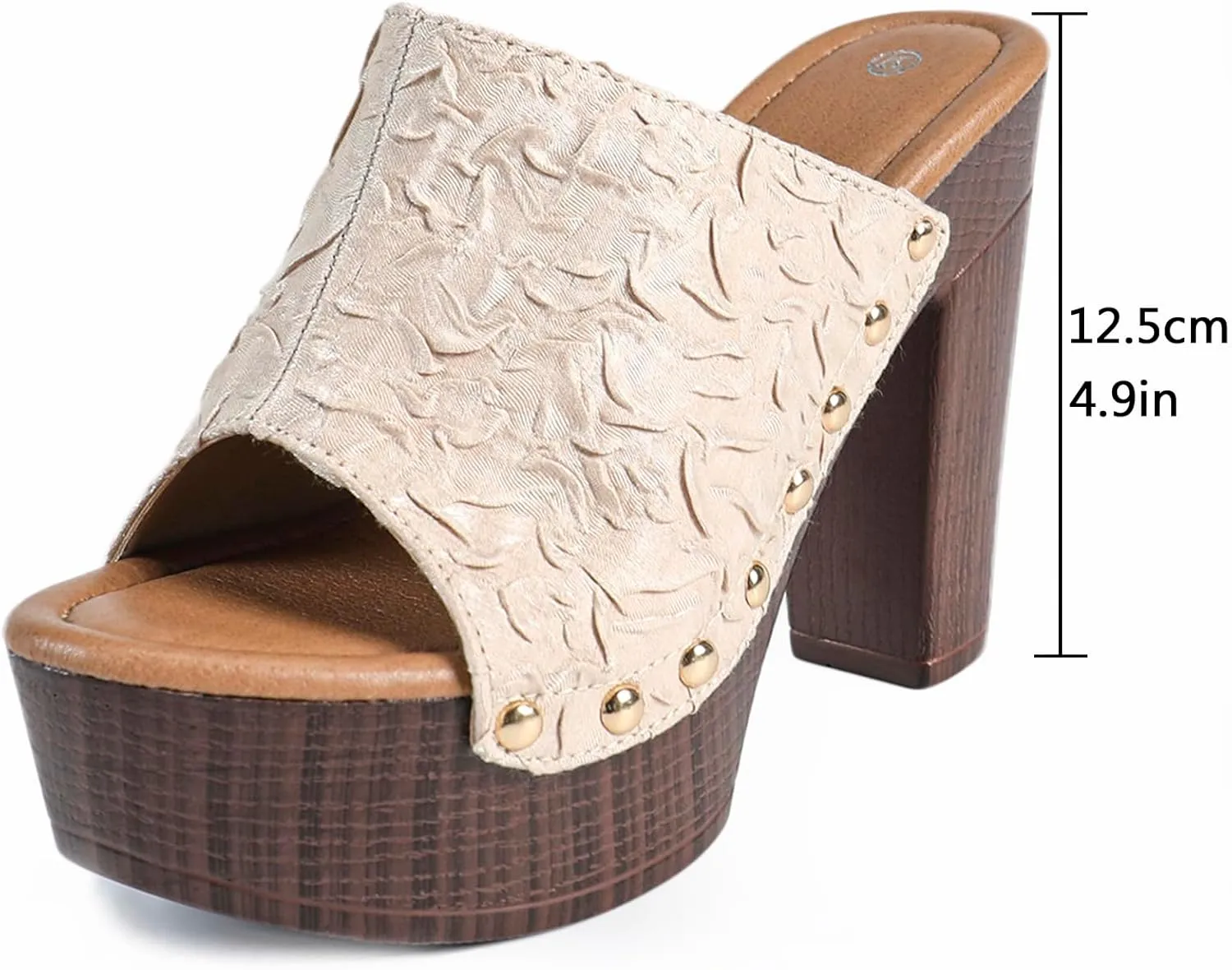 GUNIYIFS Women's Heeled Platform Sandals Chunky Heel Wedges Sandals Summer Dressy Slip on Block Heel Peep Toe High Mule shoes