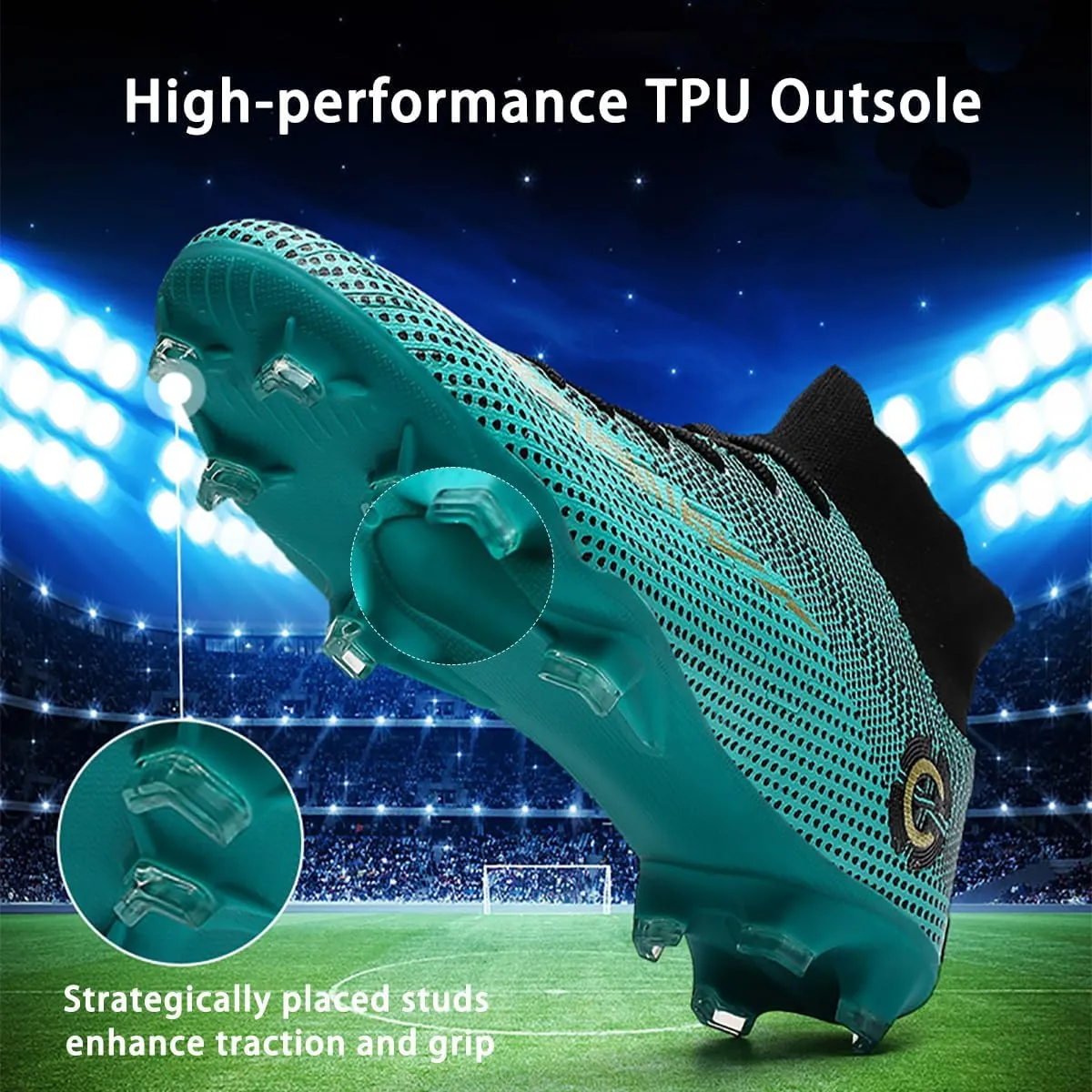 HESBITEUL Soccer Cleats Lightweight Durable: Firm Ground Football Shoes