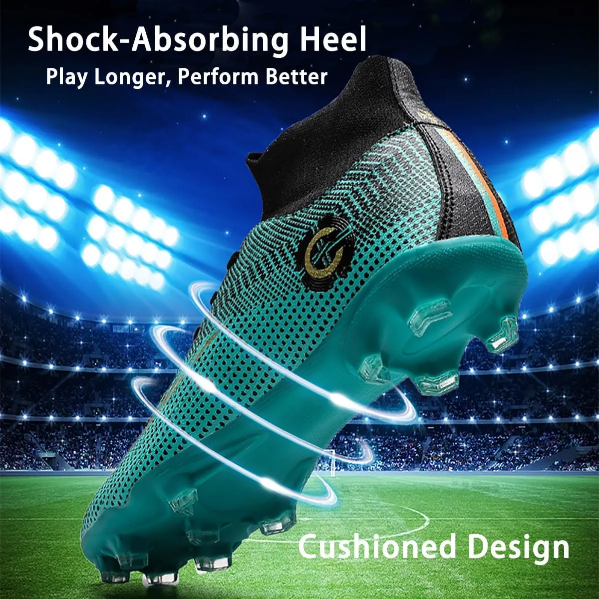 HESBITEUL Soccer Cleats Lightweight Durable: Firm Ground Football Shoes