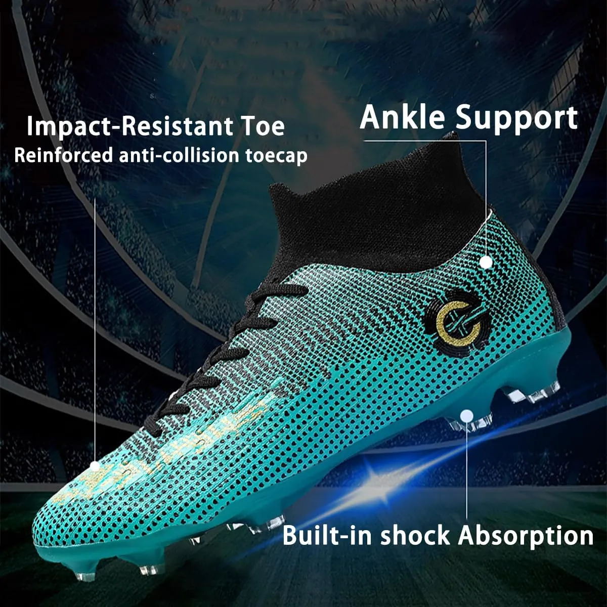 HESBITEUL Soccer Cleats Lightweight Durable: Firm Ground Football Shoes