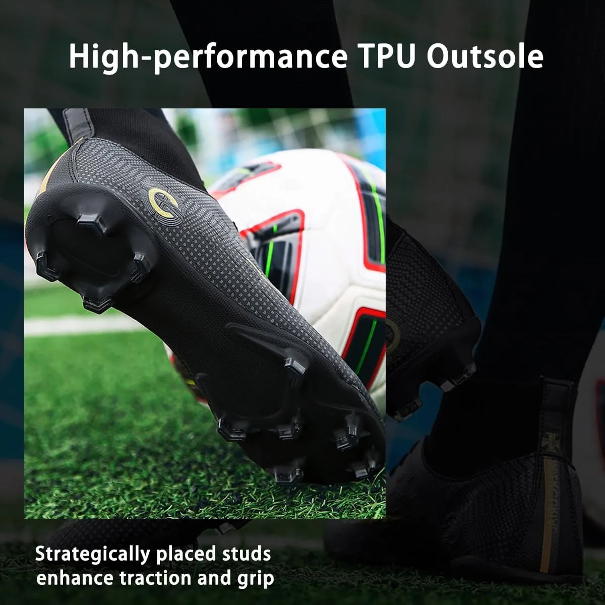 HESBITEUL Soccer Cleats Lightweight Durable: Firm Ground Football Shoes