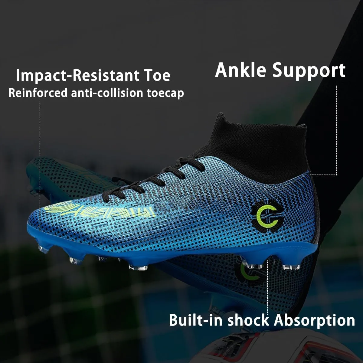 HESBITEUL Soccer Cleats Lightweight Durable: Firm Ground Football Shoes