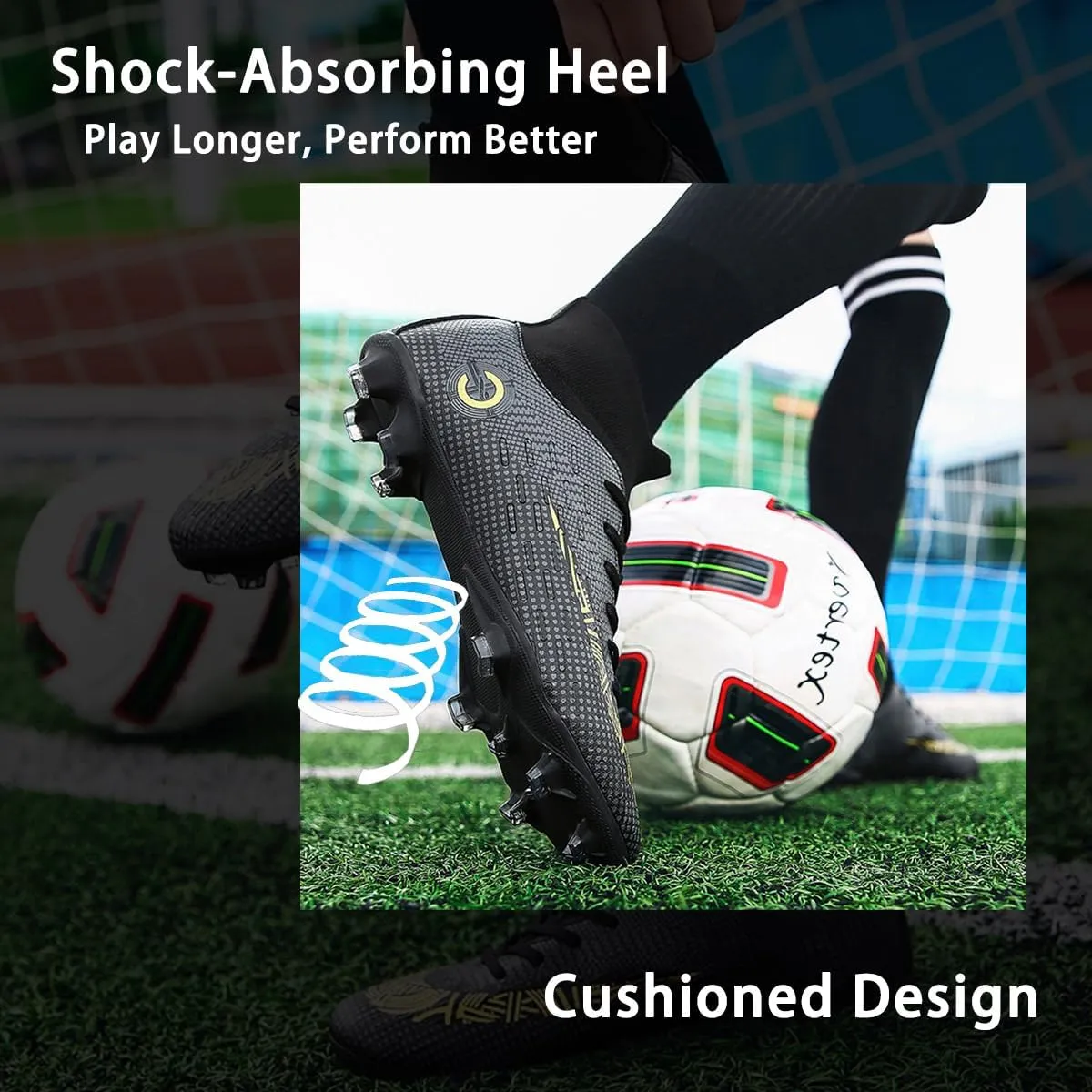 HESBITEUL Soccer Cleats Lightweight Durable: Firm Ground Football Shoes