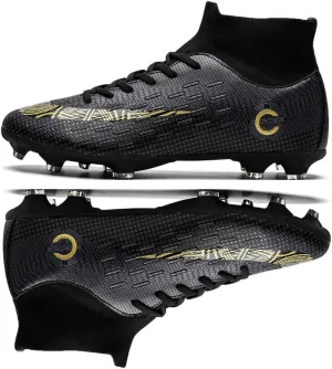 HESBITEUL Soccer Cleats Lightweight Durable: Firm Ground Football Shoes