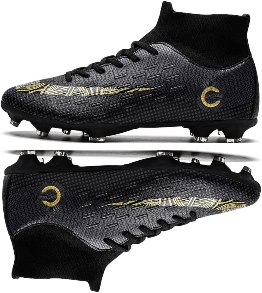 HESBITEUL Soccer Cleats Lightweight Durable: Firm Ground Football Shoes