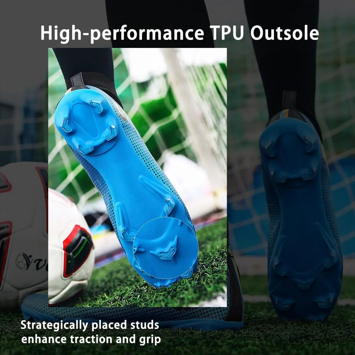 HESBITEUL Soccer Cleats Lightweight Durable: Firm Ground Football Shoes
