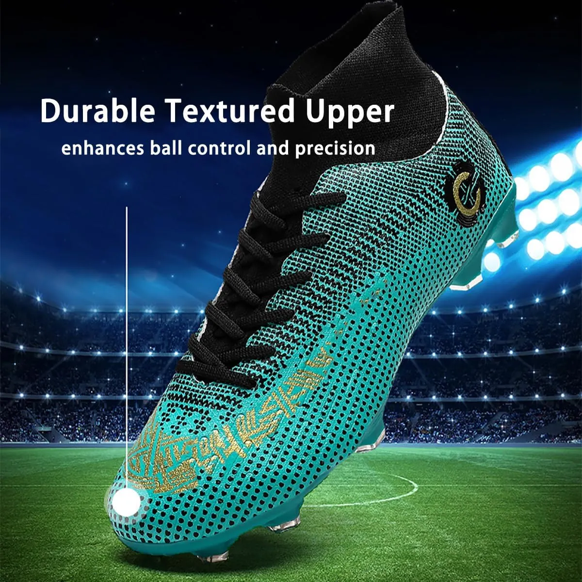 HESBITEUL Soccer Cleats Lightweight Durable: Firm Ground Football Shoes