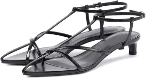 iadore Women Sexy Kitten Low Heel Sandals Retro Ankle Straps with Buckle Shoes Open Toe Summer Dress Sandals Size 5-12 US