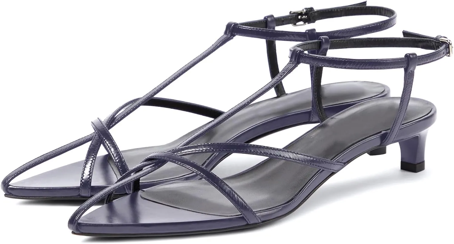 iadore Women Sexy Kitten Low Heel Sandals Retro Ankle Straps with Buckle Shoes Open Toe Summer Dress Sandals Size 5-12 US