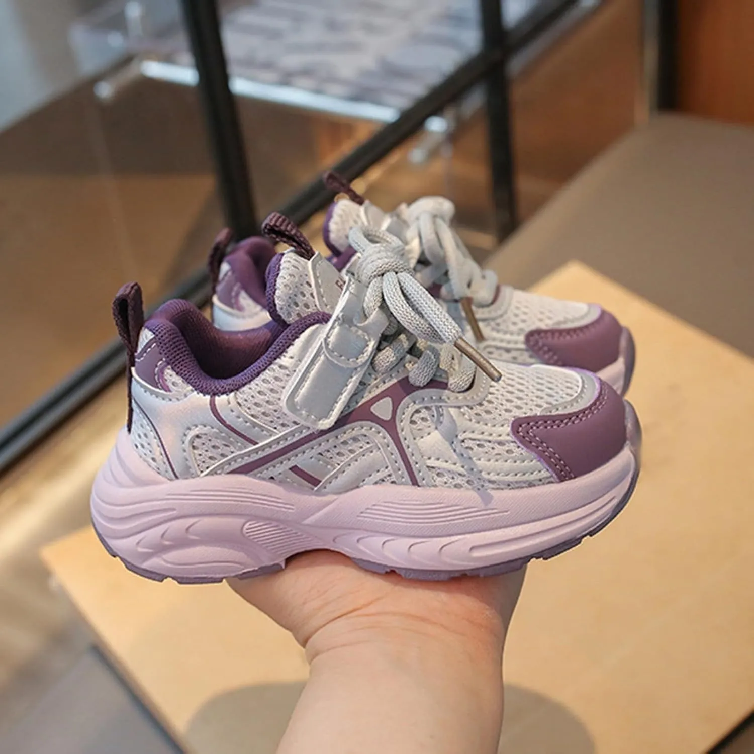 Kids Lace Mesh Sneakers Breathable Comfy Running Casual Sport Shoes Toddler Chunky First Walking Non Slip Sneakers