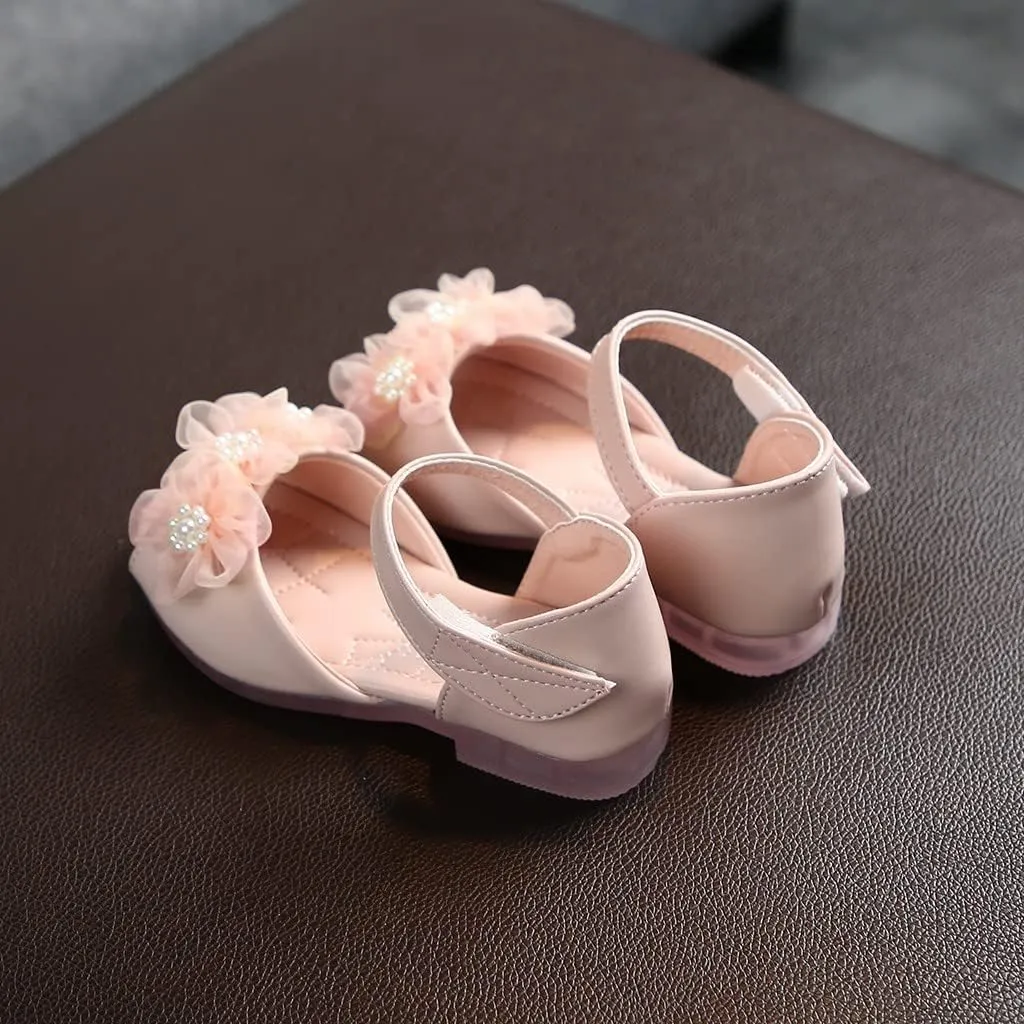 Kids Shoes Girls Baby Cool Classic Leather Pearl Loafers Shoes Comfortable Solid Color Hook Loop Shoes