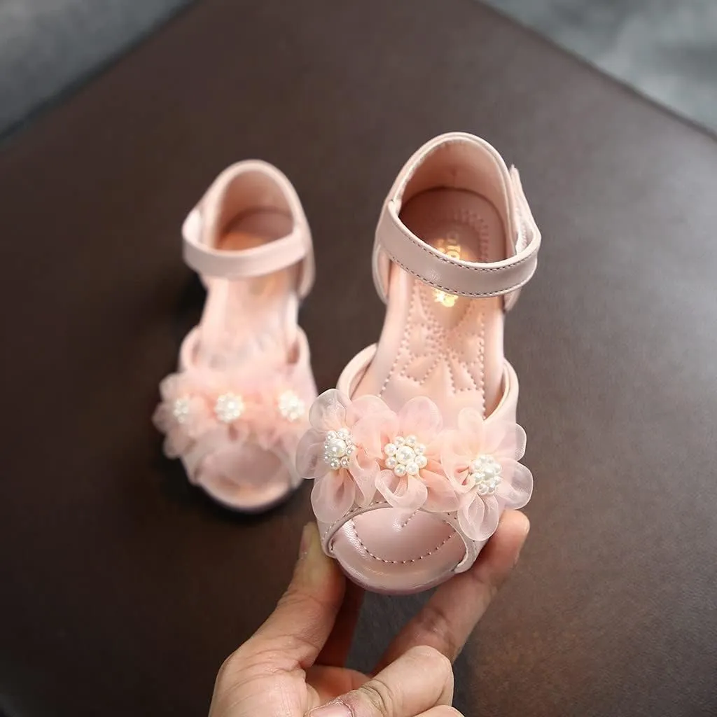 Kids Shoes Girls Baby Cool Classic Leather Pearl Loafers Shoes Comfortable Solid Color Hook Loop Shoes