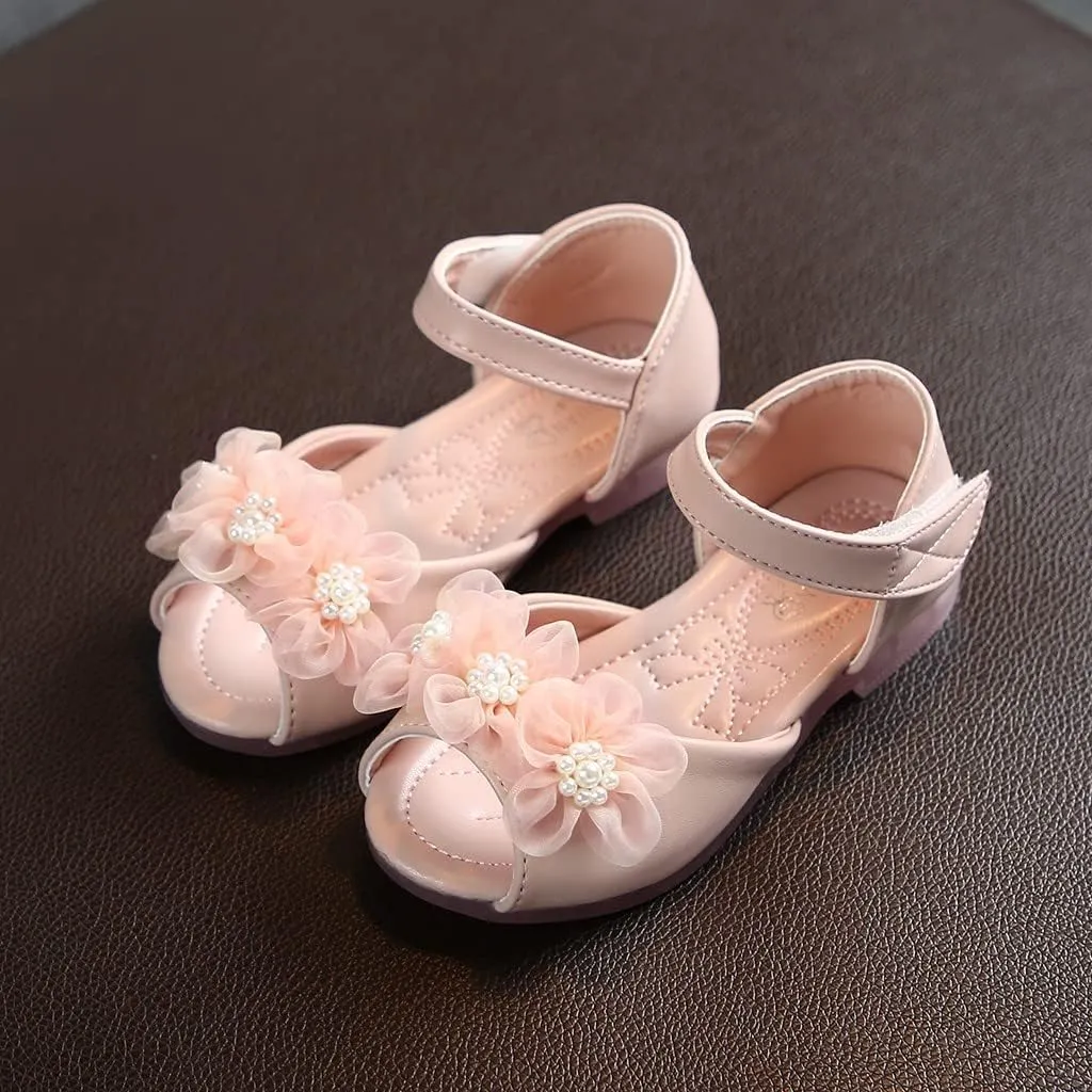 Kids Shoes Girls Baby Cool Classic Leather Pearl Loafers Shoes Comfortable Solid Color Hook Loop Shoes