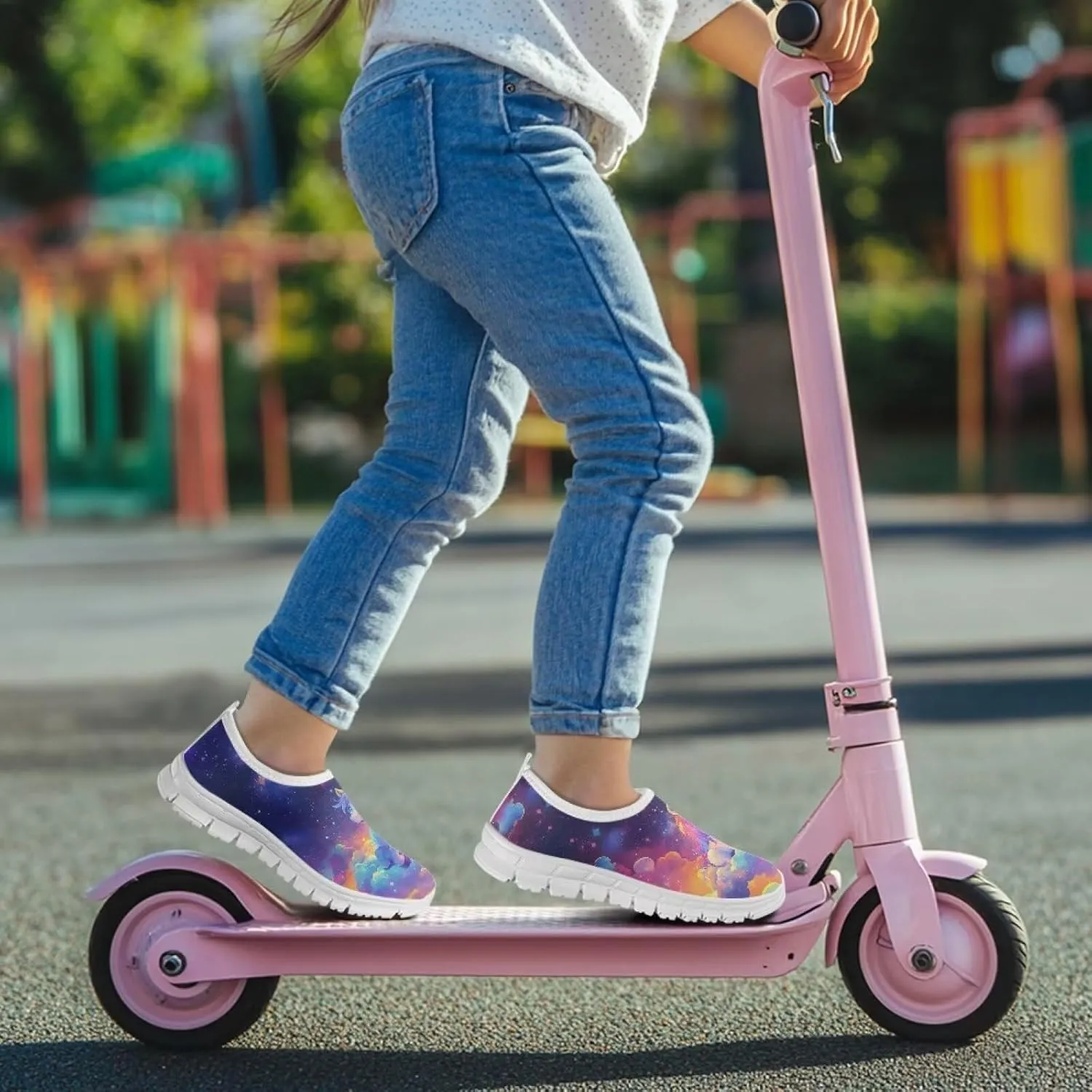 Kids Slip On Tennis Shoes Non Slip Girls Running Sports Shoes for Daily Wear