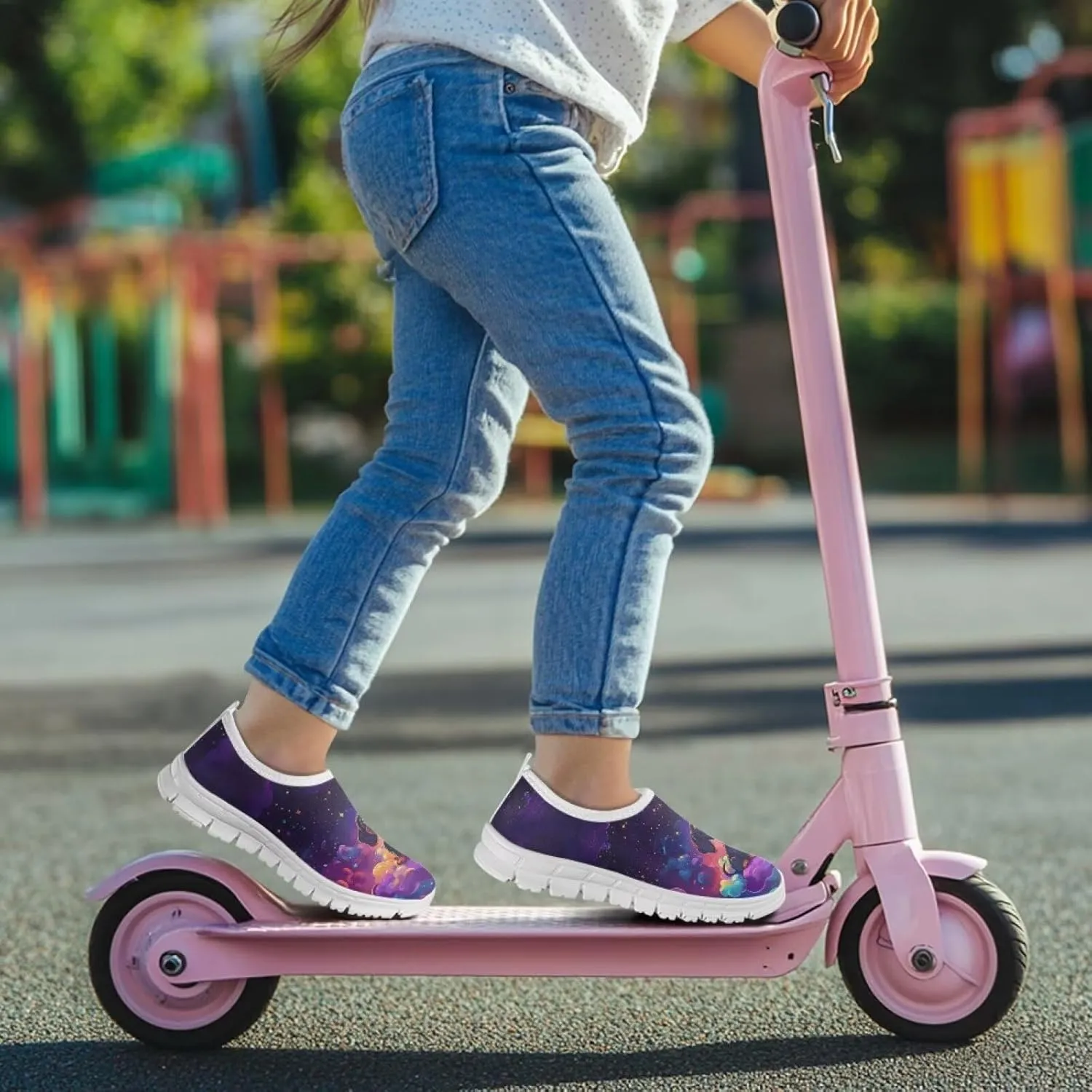 Kids Slip On Tennis Shoes Non Slip Girls Running Sports Shoes for Daily Wear