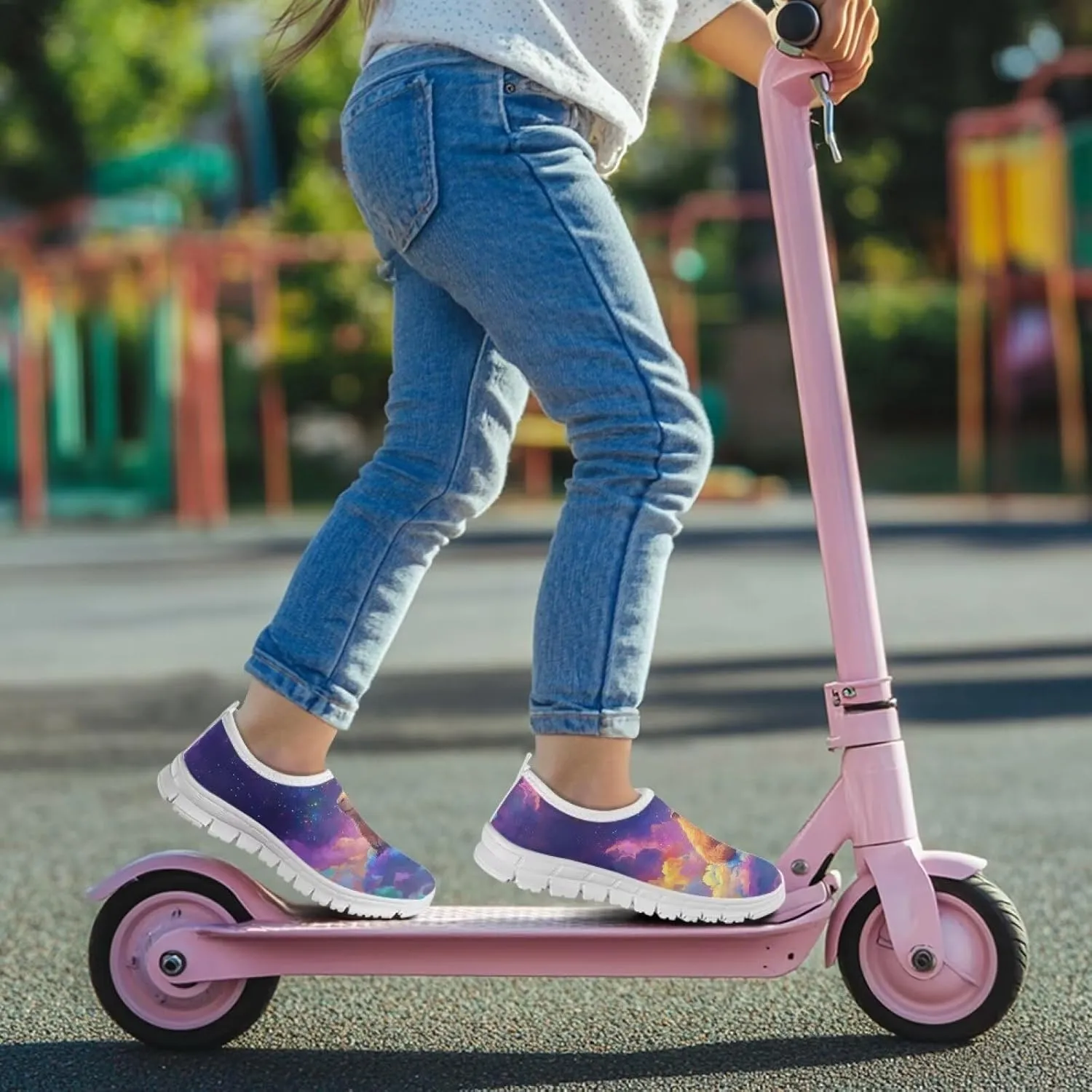 Kids Slip On Tennis Shoes Non Slip Girls Running Sports Shoes for Daily Wear