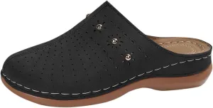 Kubbon Clogs for Women Slip On Closed Toe Sandals Comfortable Open Back Mule Clogs Walking Wedge Clog Casual Travel Summer Shoes