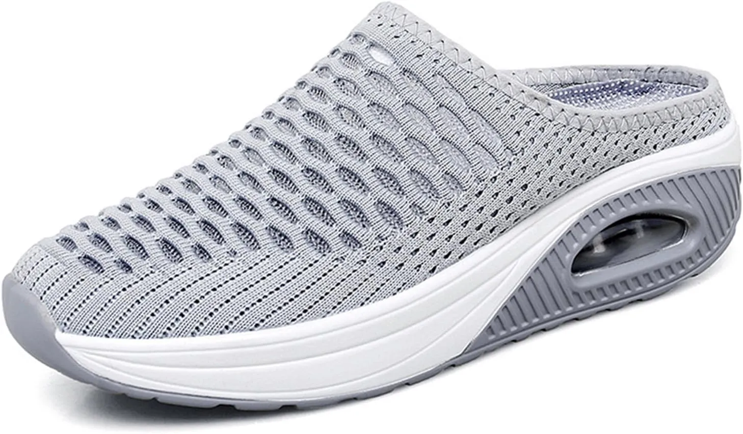 Kubbon Orthopedic Mule Clogs for Women Backless Walking Sneakers Stretch Knitted Platform Closed Round Toe Shoes Slip On Shoes Breathable Slippers with Arch Support