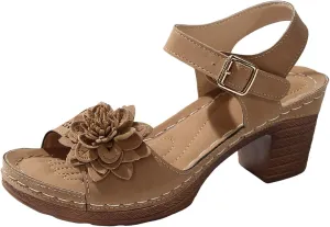 Kubbon Orthopedic Wedge Sandals for Women Chunky High Heel Open Toe Sandals Comfortable Elegant Adjustable Strap Platform Sandles Vacation Beach Walking Shoes