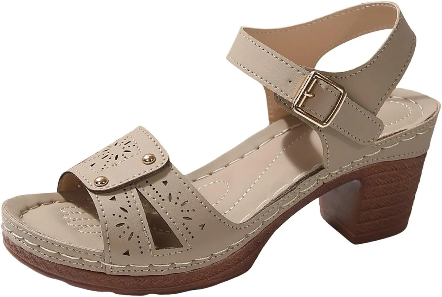 Kubbon Orthopedic Wedge Sandals for Women Chunky High Heel Open Toe Sandals Comfortable Elegant Adjustable Strap Platform Sandles Vacation Beach Walking Shoes