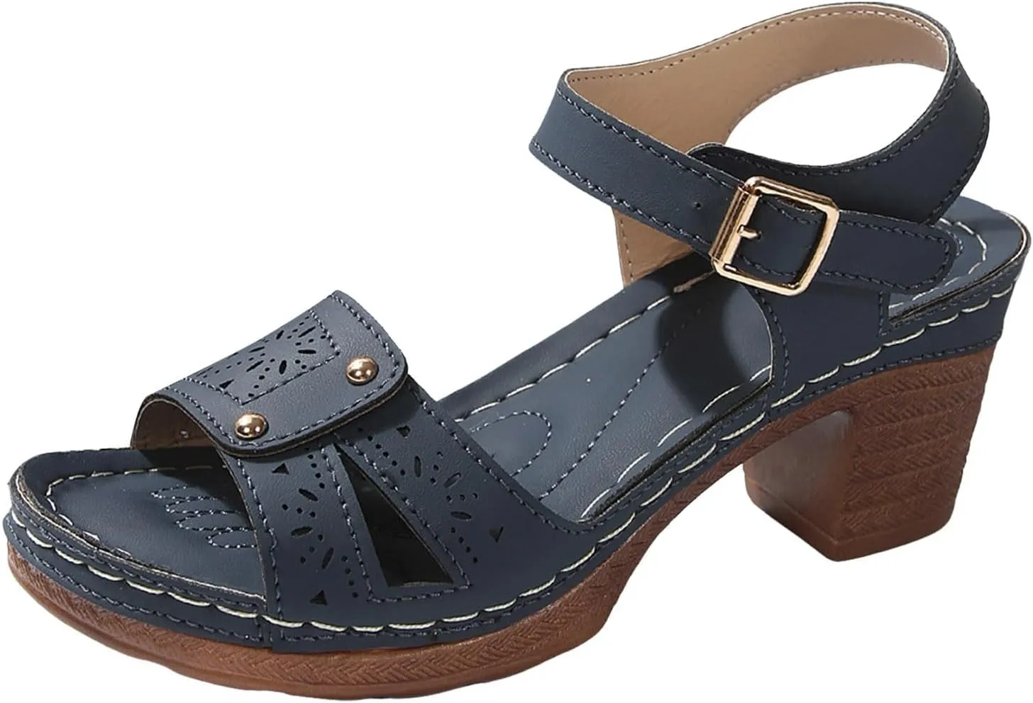 Kubbon Orthopedic Wedge Sandals for Women Chunky High Heel Open Toe Sandals Comfortable Elegant Adjustable Strap Platform Sandles Vacation Beach Walking Shoes