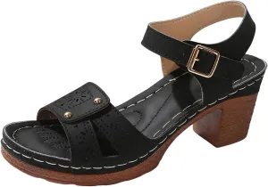 Kubbon Orthopedic Wedge Sandals for Women Chunky High Heel Open Toe Sandals Comfortable Elegant Adjustable Strap Platform Sandles Vacation Beach Walking Shoes