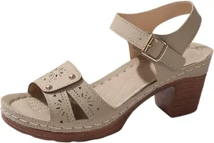 Kubbon Orthopedic Wedge Sandals for Women Chunky High Heel Open Toe Sandals Comfortable Elegant Adjustable Strap Platform Sandles Vacation Beach Walking Shoes