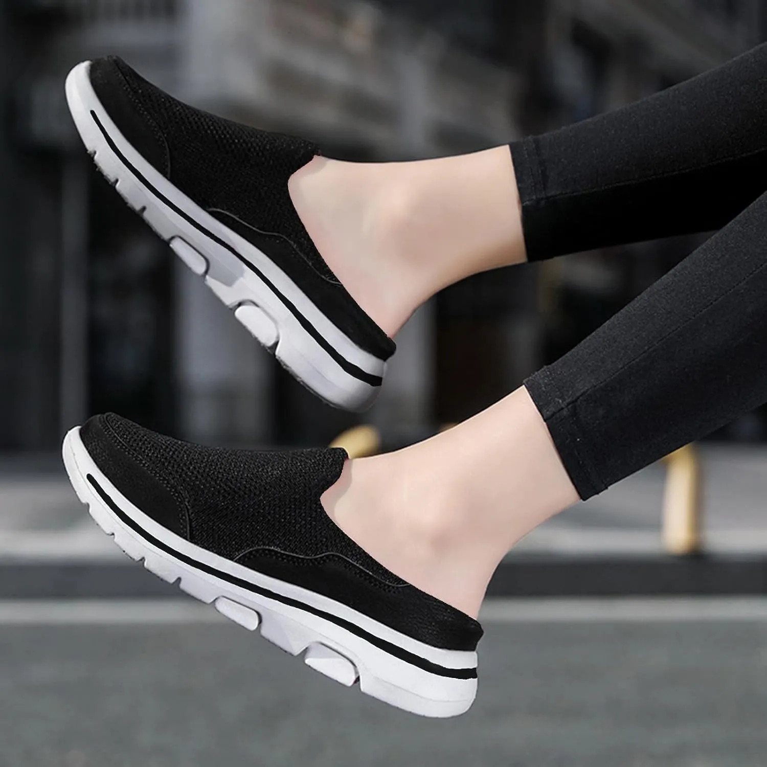 Kubbon Slip On Mules & Clogs for Womens Mens Breathable Mesh Walking Mules Sneakers Backless Hiking Shoes for Traveling Closed Toe Slippers