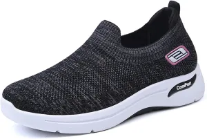 Kubbon Slip On Shoes Women Woven Orthopedic Breathable Soft Shoes with Arch Support Casual Non Slip Low Top Tennis Sneakers Comfortable Walking Workout Sneaker