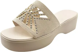 Kubbon Slip On Wedge Sandals for Women Platform Slides Sandals Open Toe Summer Beach Sandal Backless Slippers with Arch Support Walking Shoes