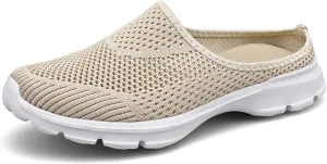 Kubbon Womens Backless Sneakers Breathable Mesh Walking Mules Summer Slip-on Mule Shoes Open Back Comfortable Shoes Closed Toe Slippers