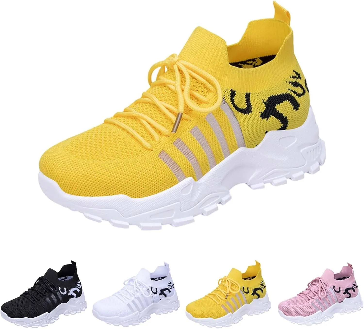 Ladies Mesh Orthopedic Sneakers Breathable Lace-up Walking Running Shoes Comfortable Tennis Shoes Non Slip Lightweight Cute Womens Thick Sole Sneaker