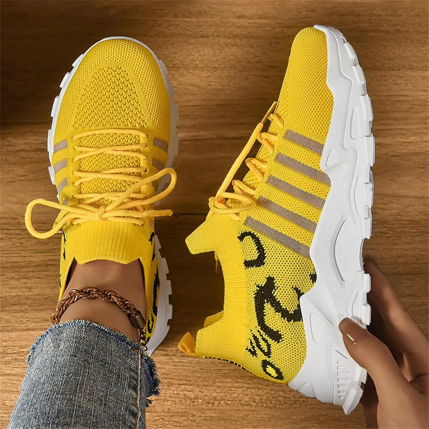 Ladies Mesh Orthopedic Sneakers Breathable Lace-up Walking Running Shoes Comfortable Tennis Shoes Non Slip Lightweight Cute Womens Thick Sole Sneaker