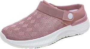 Ladies Summer Casual Slip-On Walking Shoes Mules 2025 Fashion Mesh Summer Slip on Breathable Slippers Closed Toe Slides with Arch-Support for Women
