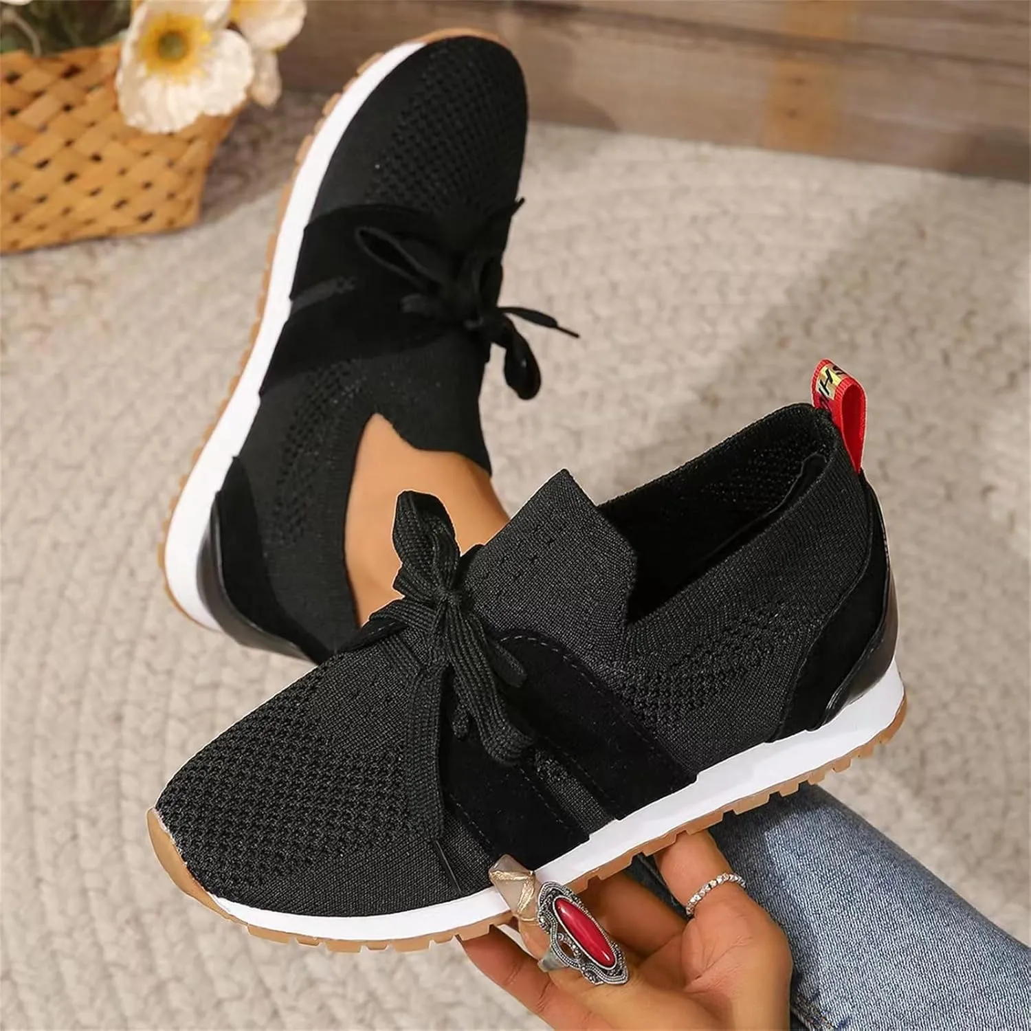 Ladmiple Running Shoes For Women Slip On Lightweight Tennis Shoes Non Slip Gym Workout Fashion Breathable Walking Sneakers