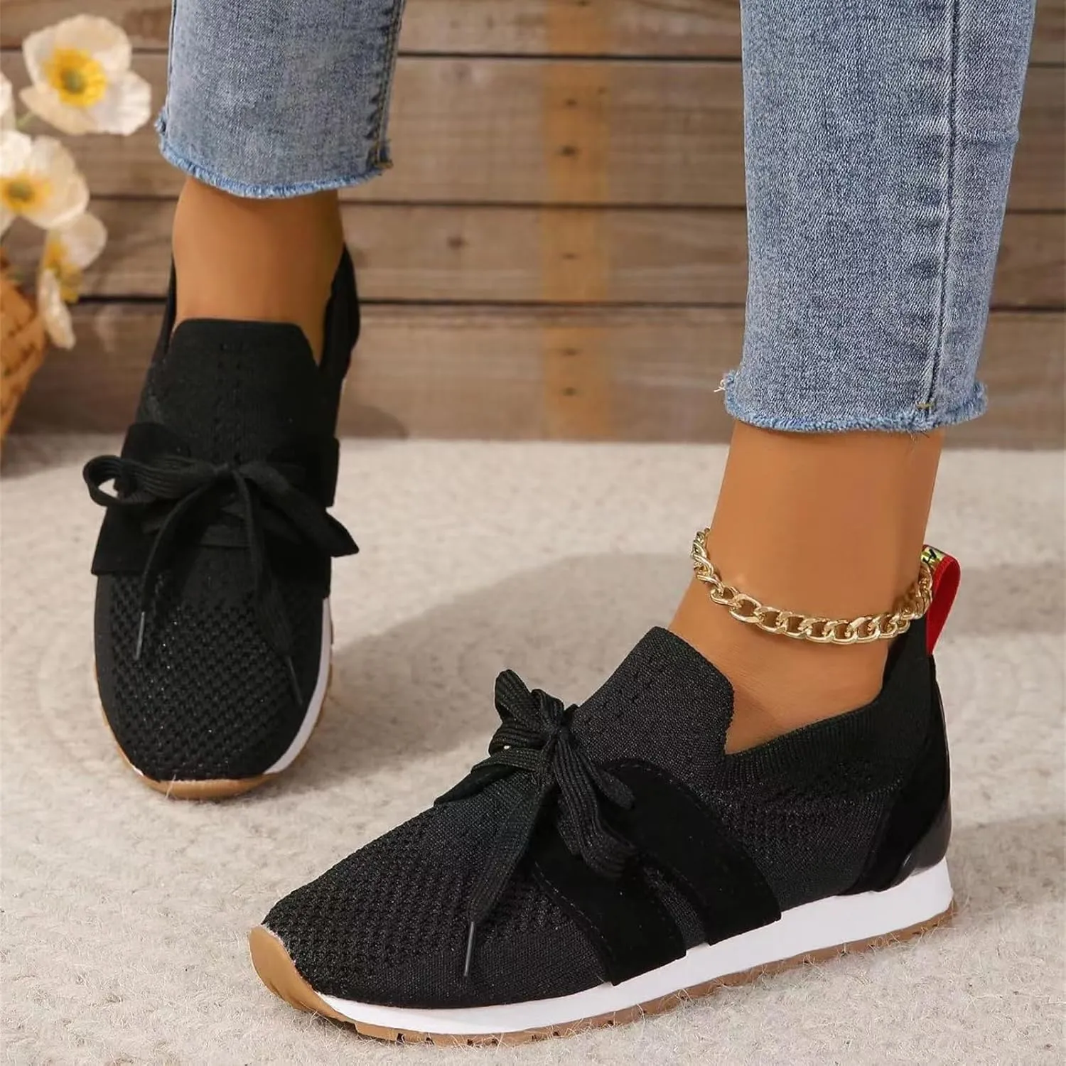 Ladmiple Running Shoes For Women Slip On Lightweight Tennis Shoes Non Slip Gym Workout Fashion Breathable Walking Sneakers