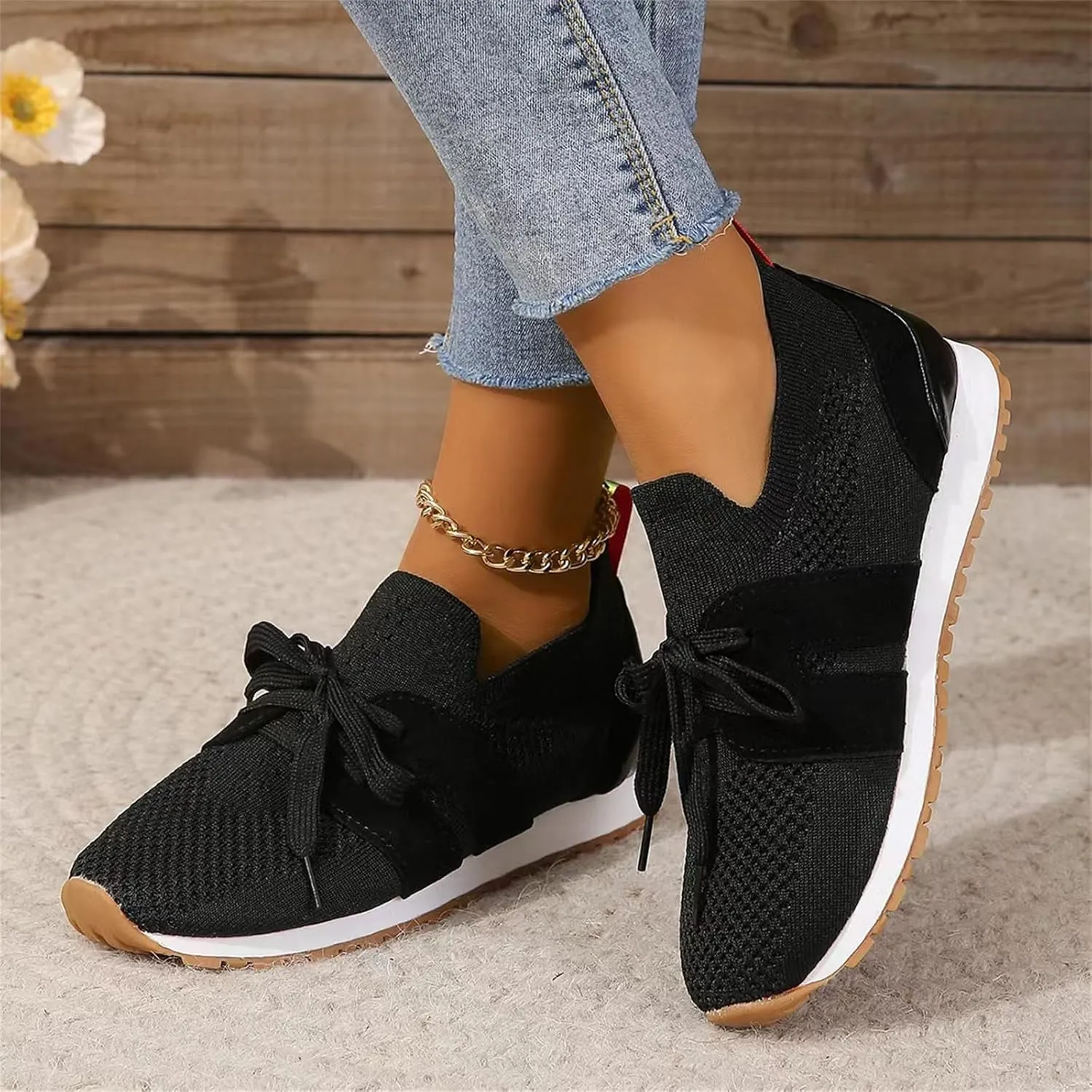 Ladmiple Running Shoes For Women Slip On Lightweight Tennis Shoes Non Slip Gym Workout Fashion Breathable Walking Sneakers