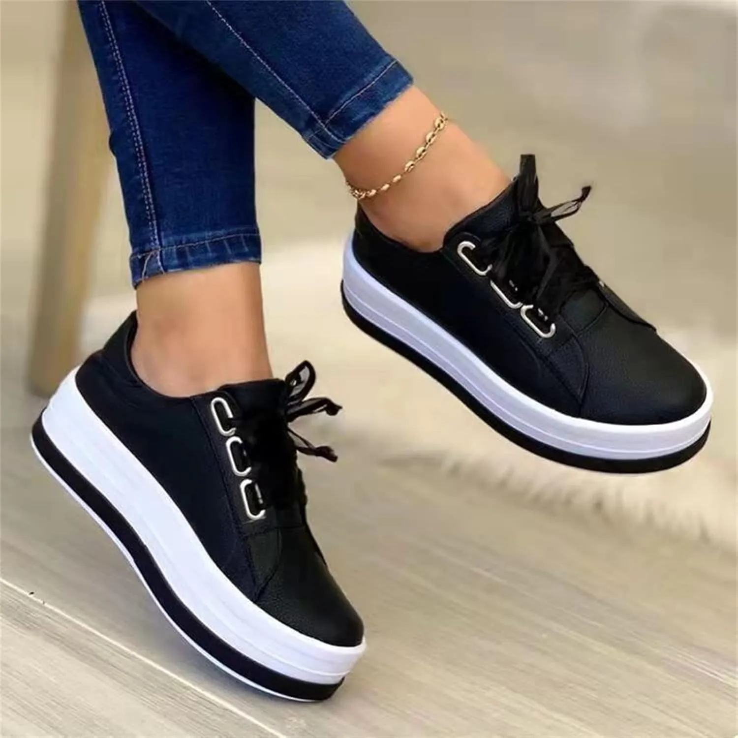 Ladmiple Shoes For Women Sneakers Slip Ons Memory Foam Comfort Walking Shoes Fashion Casual Summer Platform Flats Loafer